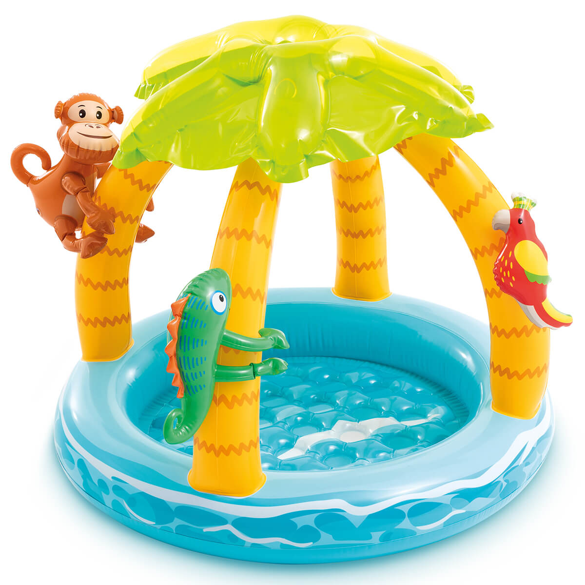 Intex Tropical Island babyzwembad met dakje voor schaduw en bescherming.