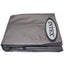  Intex PureSpa Greywood jacuzzi met stevig grijs afdekzeil erop geplaatst.