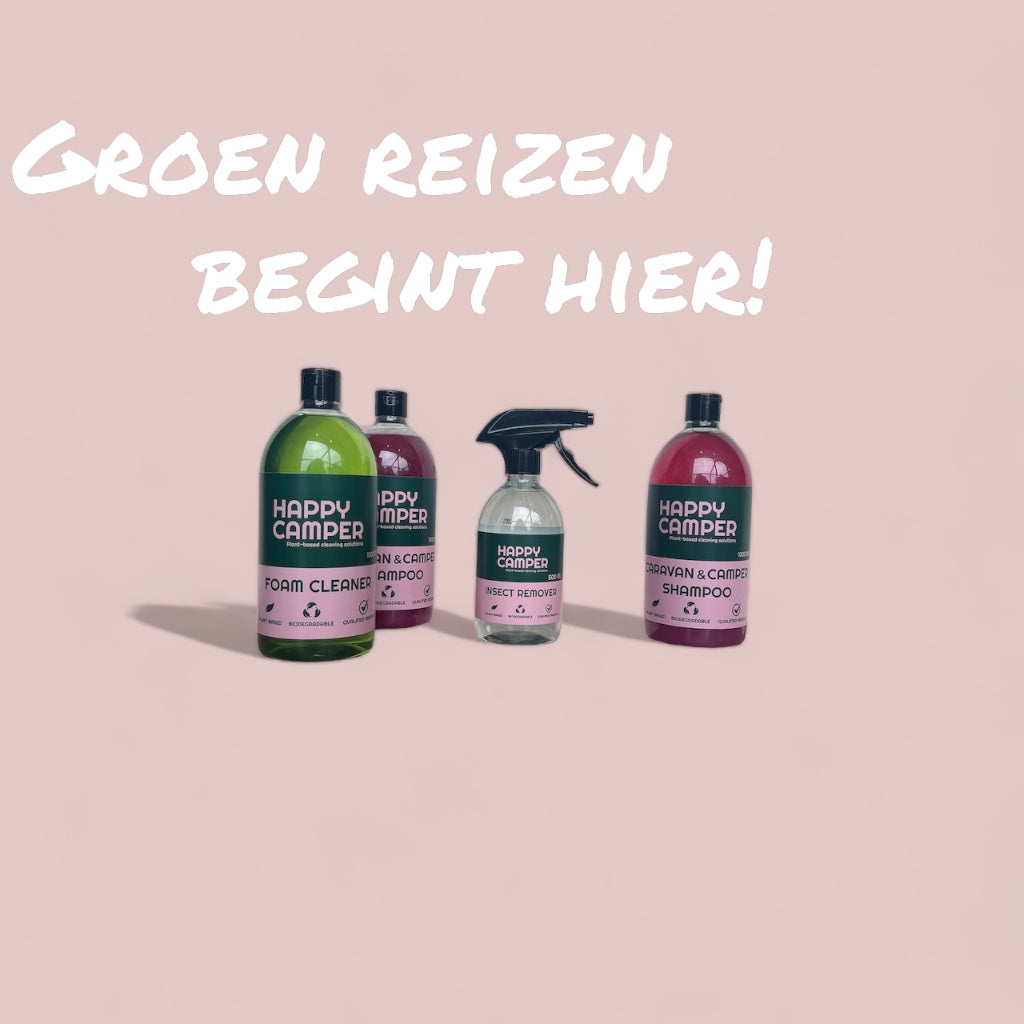 Camper beschermd tegen insecten na gebruik van Happy Camper spray.