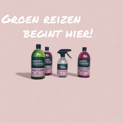 Camper beschermd tegen insecten na gebruik van Happy Camper spray.