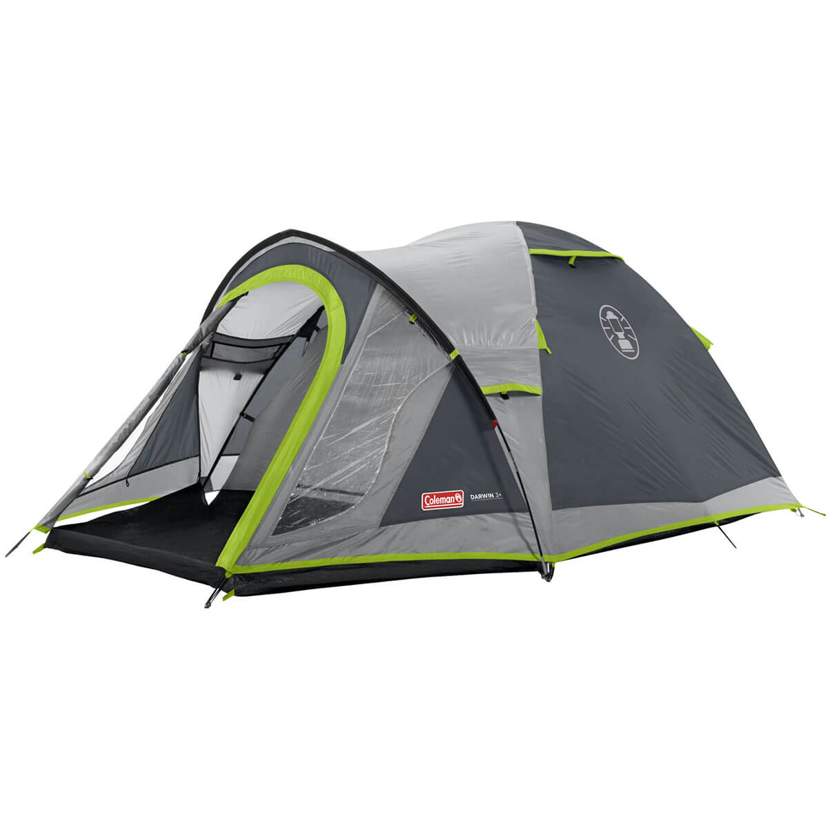 Compacte pakmaat van de Coleman Darwin 3+ tent, eenvoudig mee te nemen op reis.
