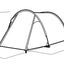 Zijaanzicht technische tekening van de Easy Camp Hemsedal 2 tent met hoogte en breedte specificaties.