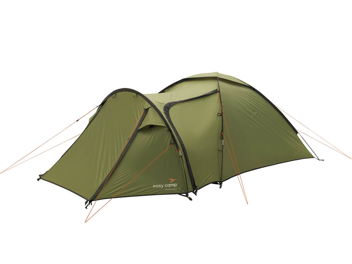 Buitenkant van de Easy Camp Lomsdal 3 Tent met Easy Camp logo en waterdichte tentstof.