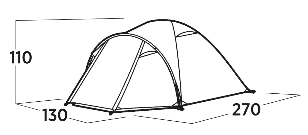 Illustratie van het flexibele grondzeil van de Easy Camp Setesdal 2 Tent, dat omhoog of omlaag geklikt kan worden.
