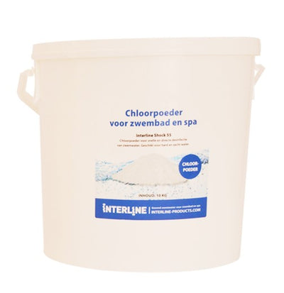 Interline Shock 55 chloorgranulaat voor effectief zwembadonderhoud.