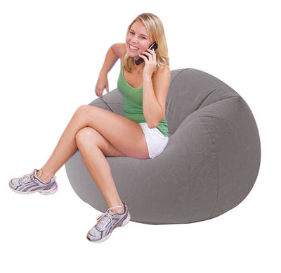 Intex Beanless Bag Deluxe opblaasbare loungestoel met zachte flocklaag voor extra comfort.