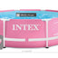 Stevig Intex kinderzwembad in roze uitvoering, metalen frame en een formaat van 244 x 76 cm