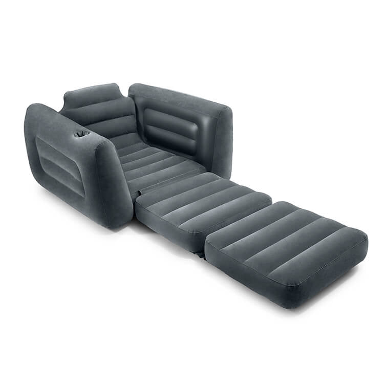 Comfortabele opblaasbare relaxstoel van Intex met slaapfunctie en een stijlvol design.