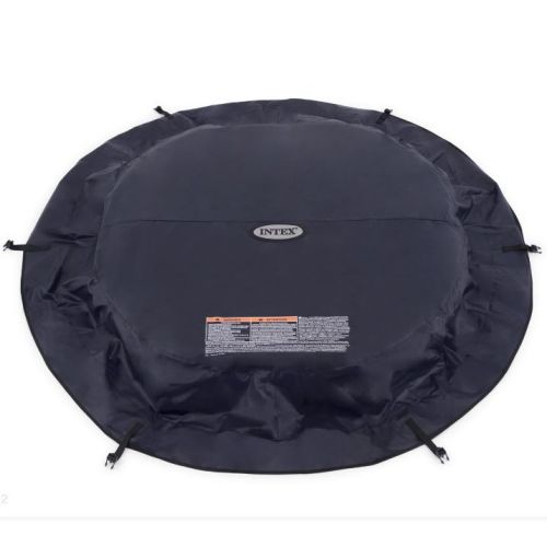 Bovenaanzicht van het Intex PureSpa afdekzeil in navy kleur, geschikt voor bescherming tegen vuil en warmteverlies