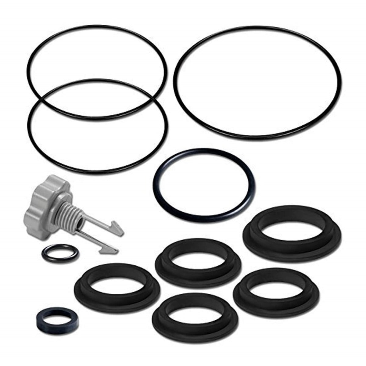 Intex ventiel en O-ringen set, reserveonderdelen voor zandfilterpompen modellen 28646, 28648, en 28652.