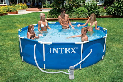 Intex Metal Frame Zwembad 366 X 76 Cm-Met 12-Volt Filterpomp