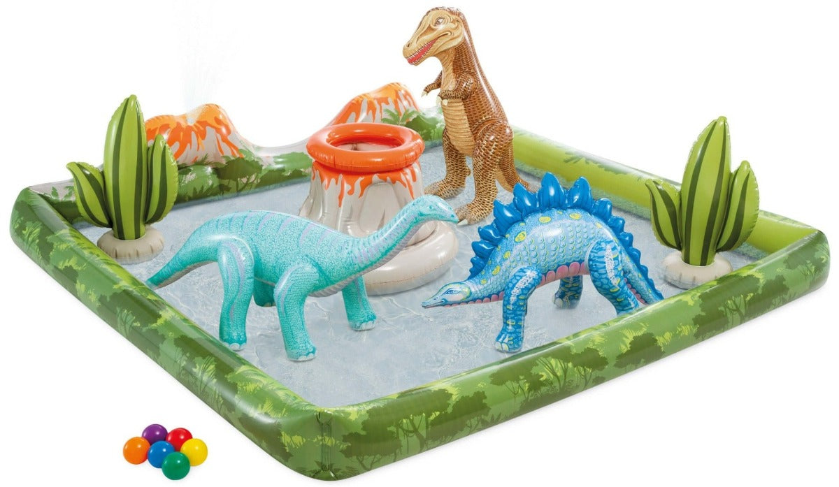 Vulkanisch ballenspel in het Jurassic Adventure zwembad speelcentrum
