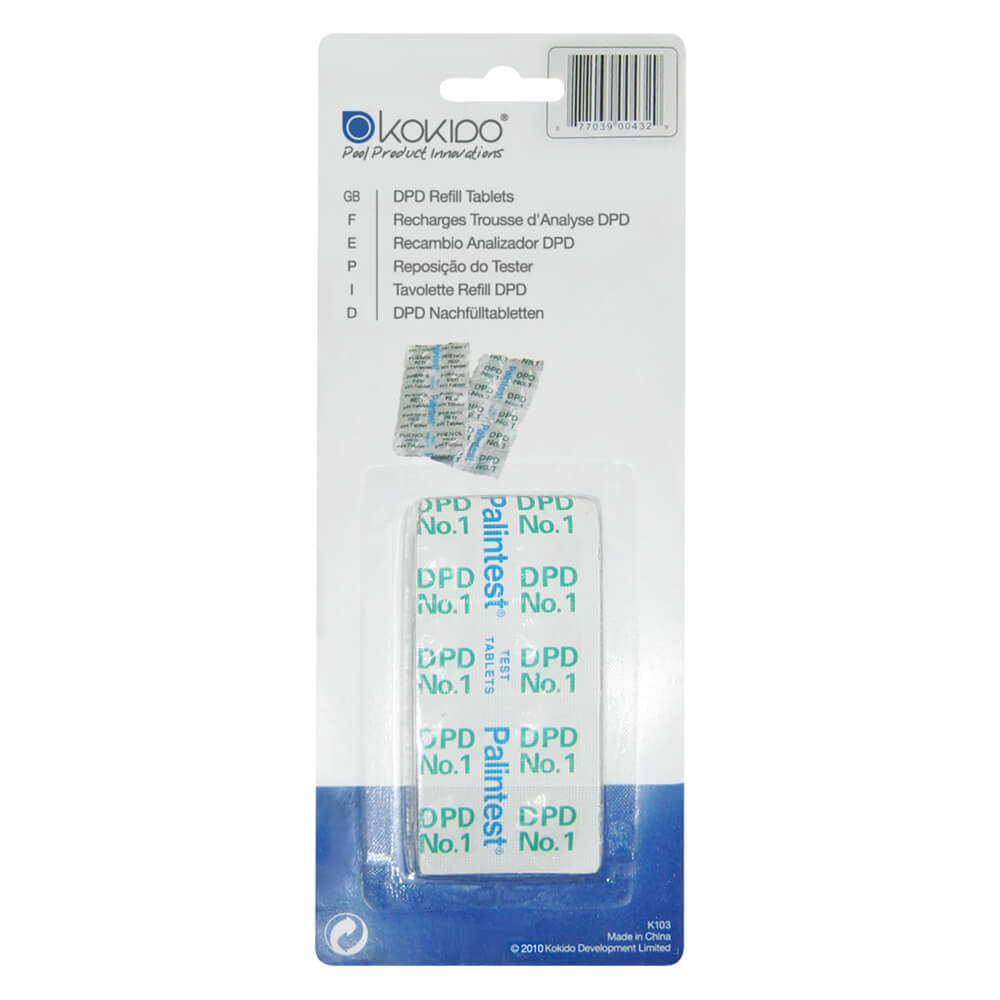 Kokido DPD Testkit Navulling met 10 DPD 1 en 10 Phenol Red tabletten voor zwembadwatercontrole