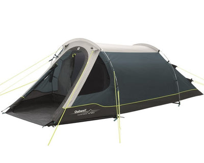 Vooraanzicht van de Oase Outdoors Outwell Earth 2 Tunneltent met praktische voortent en robuuste constructie