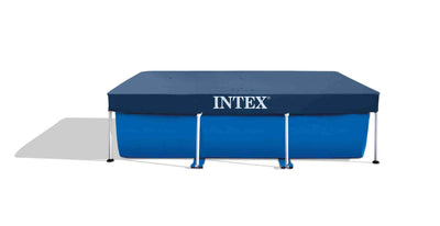Detail van de waterafvoer op het Intex afdekzeil voor frame zwembaden, voorkomt ophoping van water op het zwembadzeil.