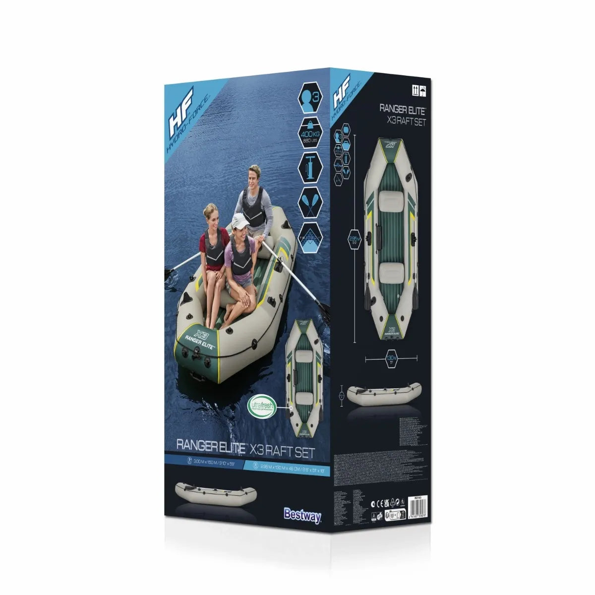 Boot met veiligheidstouwen en stevige handgrepen voor extra grip